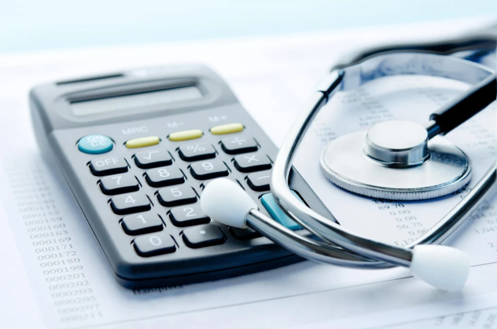 Stethoscope and calculator